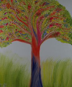 bunter Baum, 2017, 50x60 cm, Oel auf Leinwand