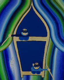 Zwei in einem Boot, 2013, 40x50 cm, Oel auf Karton