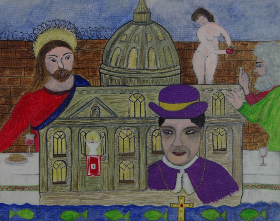 Vatikan, 2013, 50x40 cm, Acryl+Kohle auf Karton